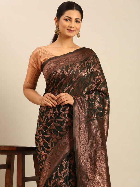 Deeva Sarees Dark Green Cotton Saree